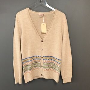 Marilyn Moore Alpaca Wool Blend Fair Isle Cardigan